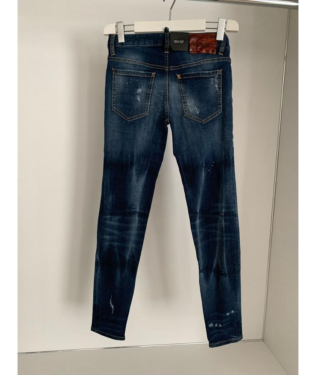 DSQUARED2 Темно-синие хлопковые прямые джинсы, фото 2