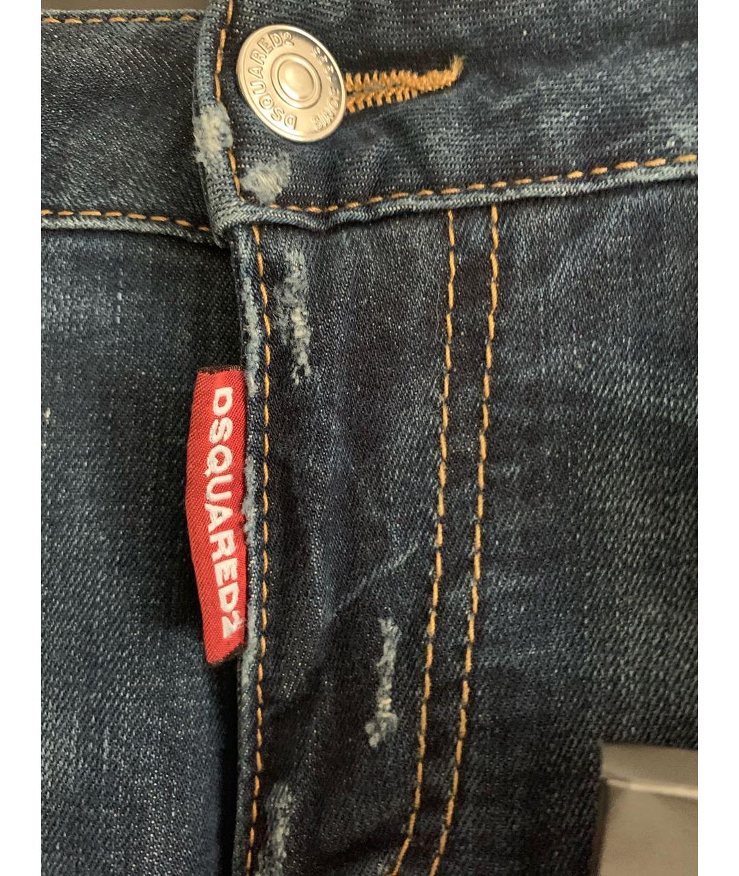 DSQUARED2 Темно-синие хлопковые прямые джинсы, фото 8