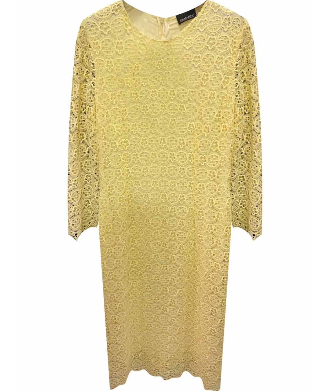 ERMANNO SCERVINO Желтое кружевное коктейльное платье, фото 1
