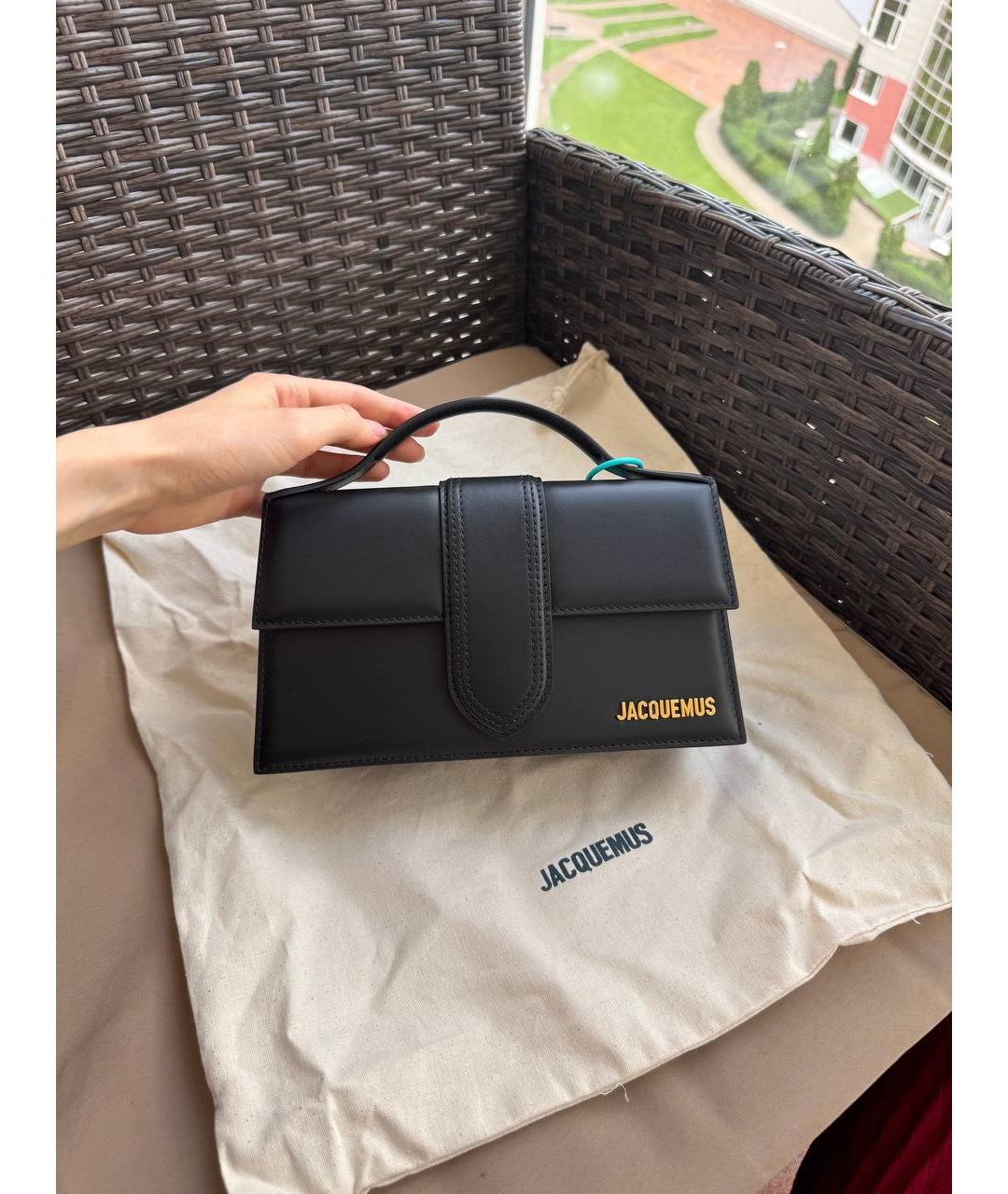 JACQUEMUS Черная кожаная сумка с короткими ручками, фото 3
