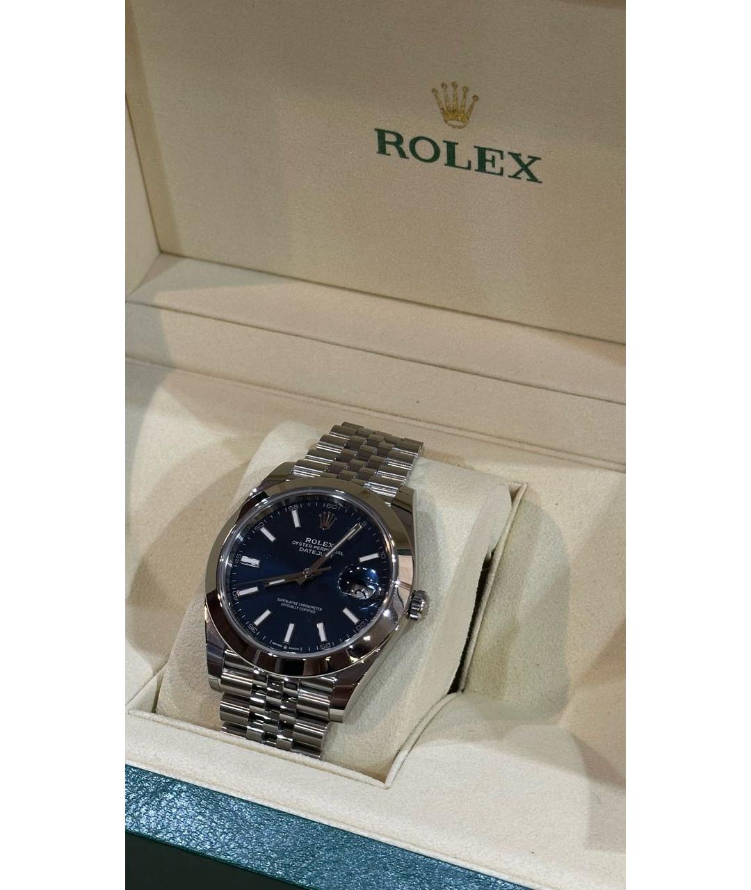 ROLEX Темно-синие металлические часы, фото 3