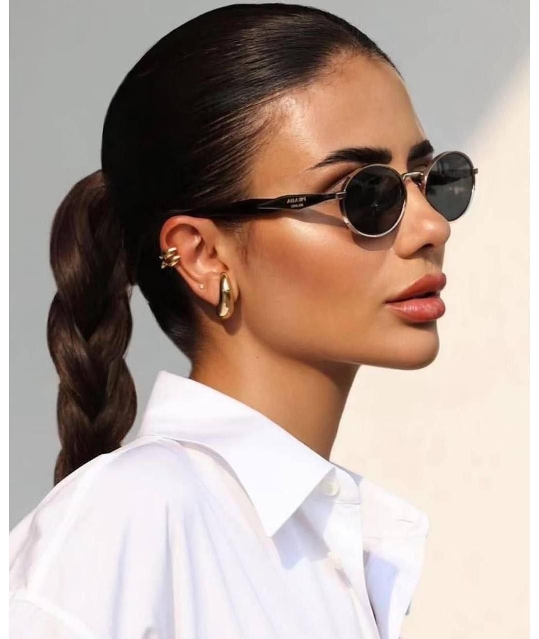 PRADA Черные металлические солнцезащитные очки, фото 2
