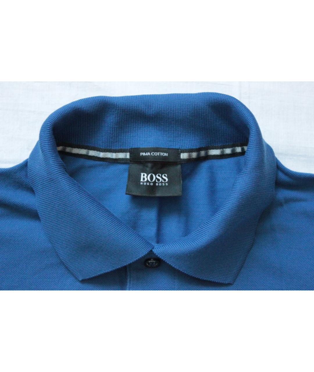 HUGO BOSS Темно-синее хлопковое поло с коротким рукавом, фото 3