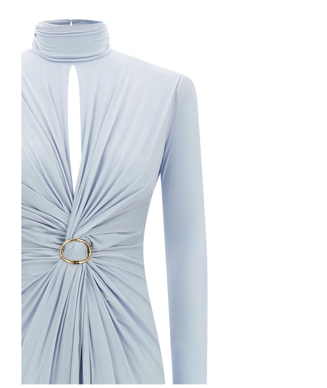 ELISABETTA FRANCHI Голубое вискозное коктейльное платье, фото 3