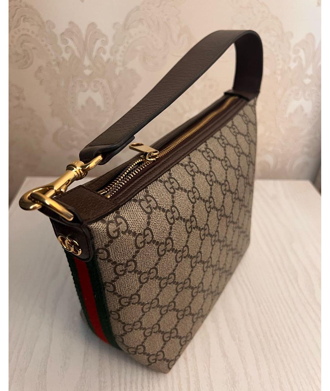 GUCCI Коричневая кожаная сумка с короткими ручками, фото 4