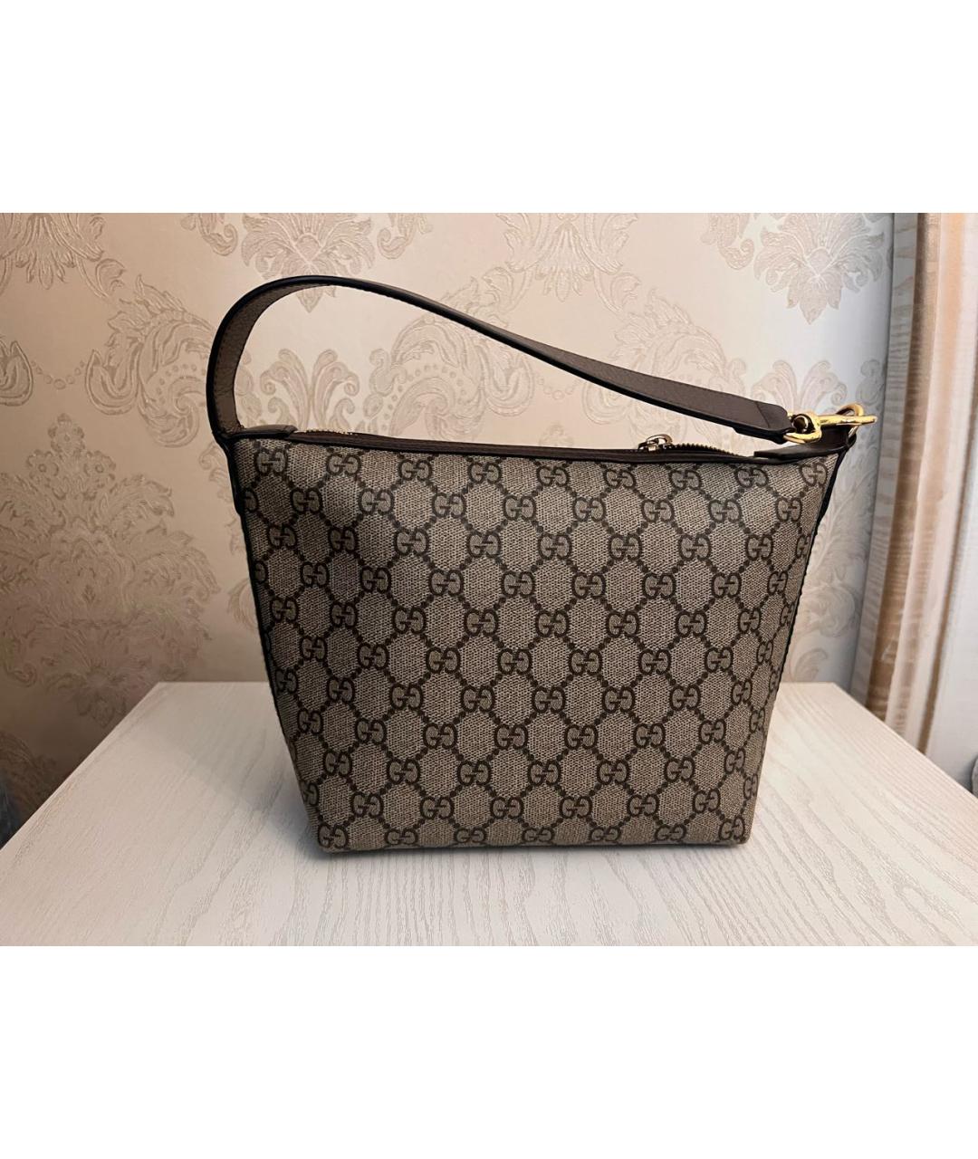 GUCCI Коричневая кожаная сумка с короткими ручками, фото 6