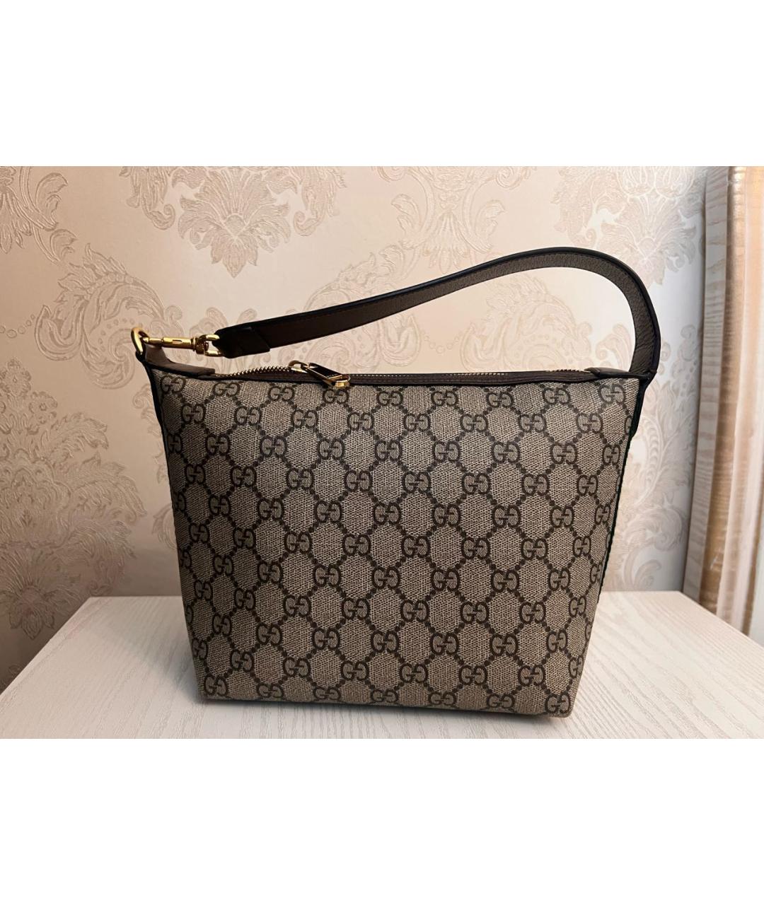 GUCCI Коричневая кожаная сумка с короткими ручками, фото 3