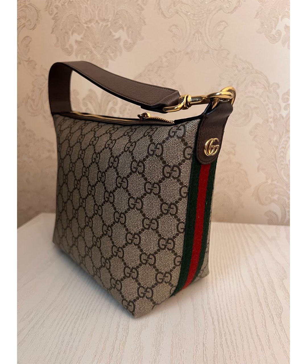 GUCCI Коричневая кожаная сумка с короткими ручками, фото 2