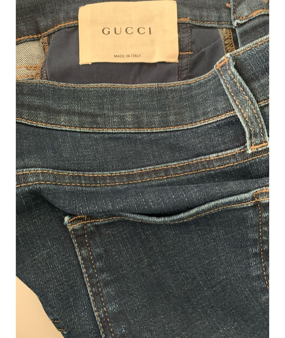 GUCCI Синие хлопковые джинсы слим, фото 3