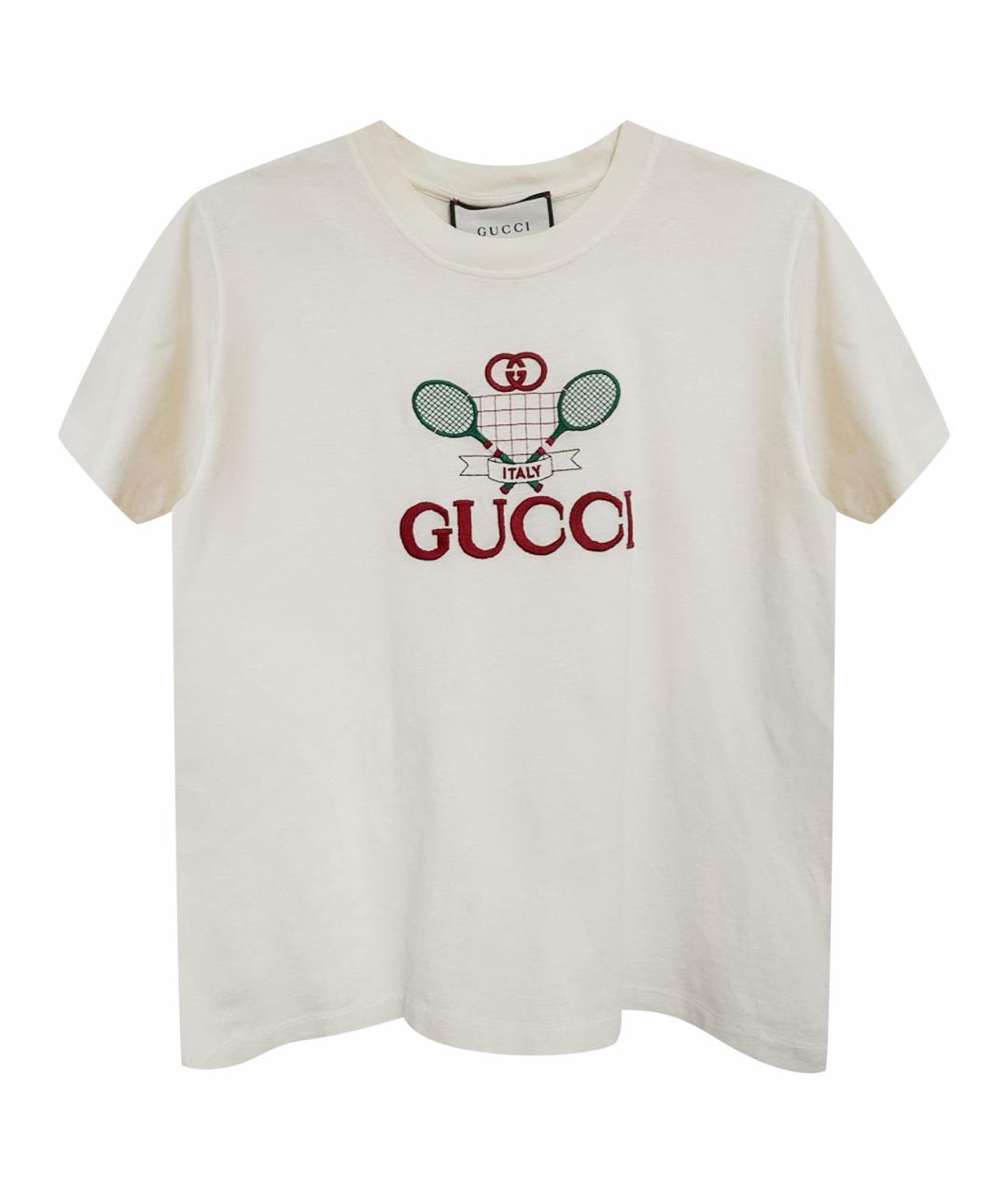 GUCCI Бежевая хлопко-эластановая футболка, фото 1