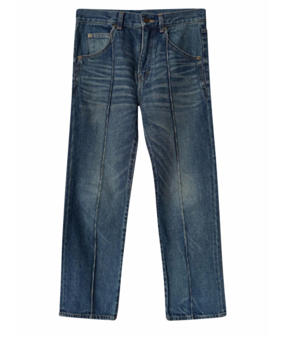 SAINT LAURENT Темно-синие хлопковые прямые джинсы, фото 1
