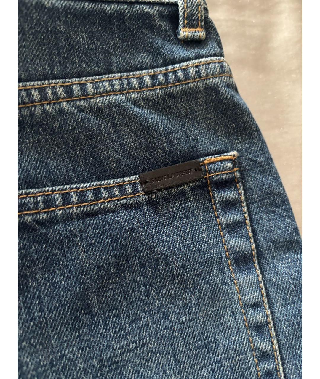SAINT LAURENT Темно-синие хлопковые прямые джинсы, фото 6