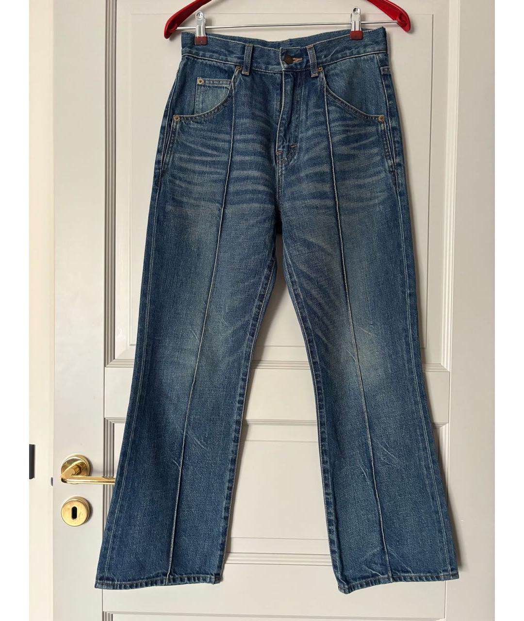 SAINT LAURENT Темно-синие хлопковые прямые джинсы, фото 8