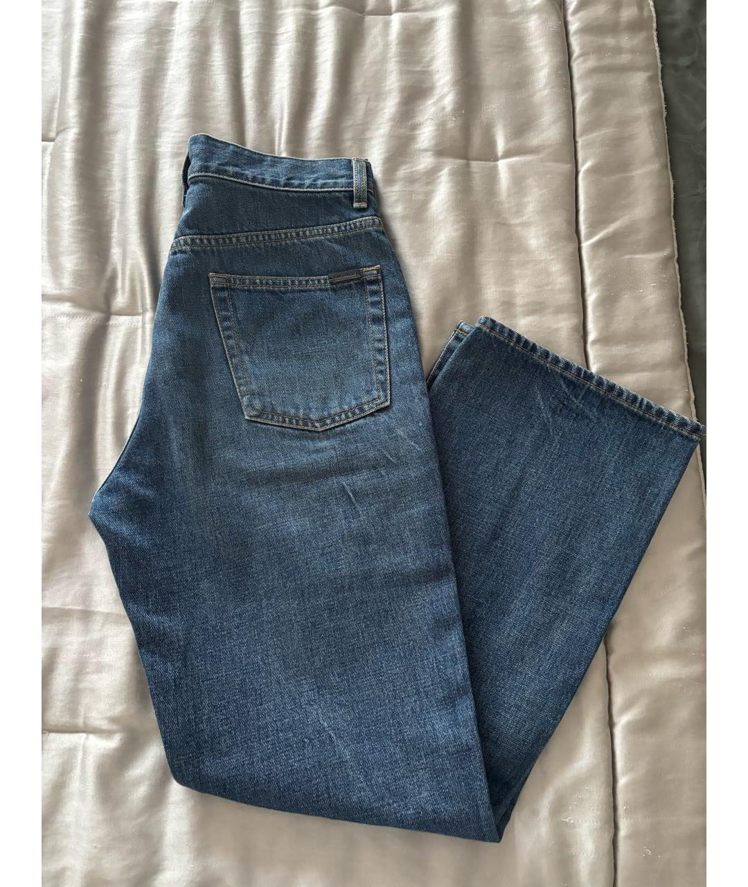 SAINT LAURENT Темно-синие хлопковые прямые джинсы, фото 7