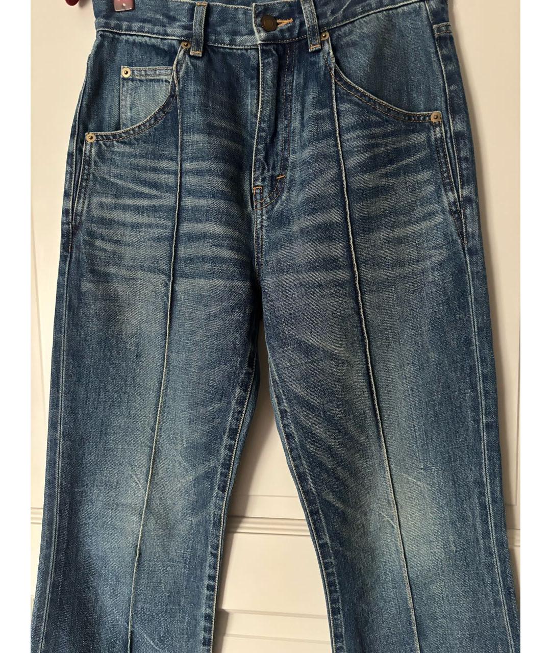 SAINT LAURENT Темно-синие хлопковые прямые джинсы, фото 5