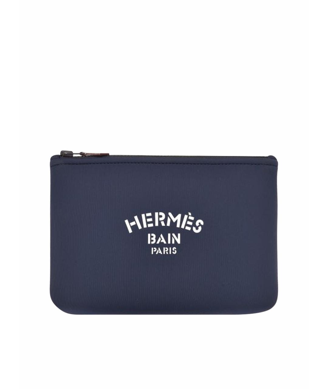 HERMES Темно-синяя косметичка, фото 1