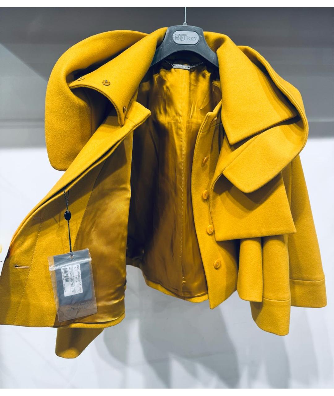 ALEXANDER MCQUEEN Горчичное шерстяное пальто, фото 5