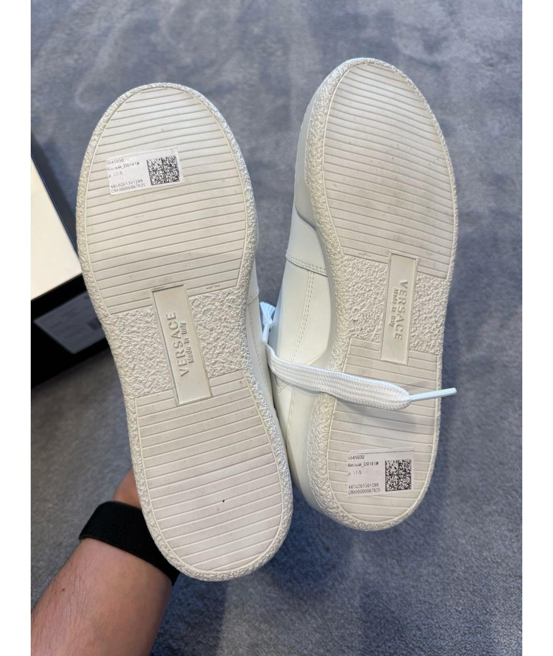 VERSACE Белые кожаные кеды, фото 6