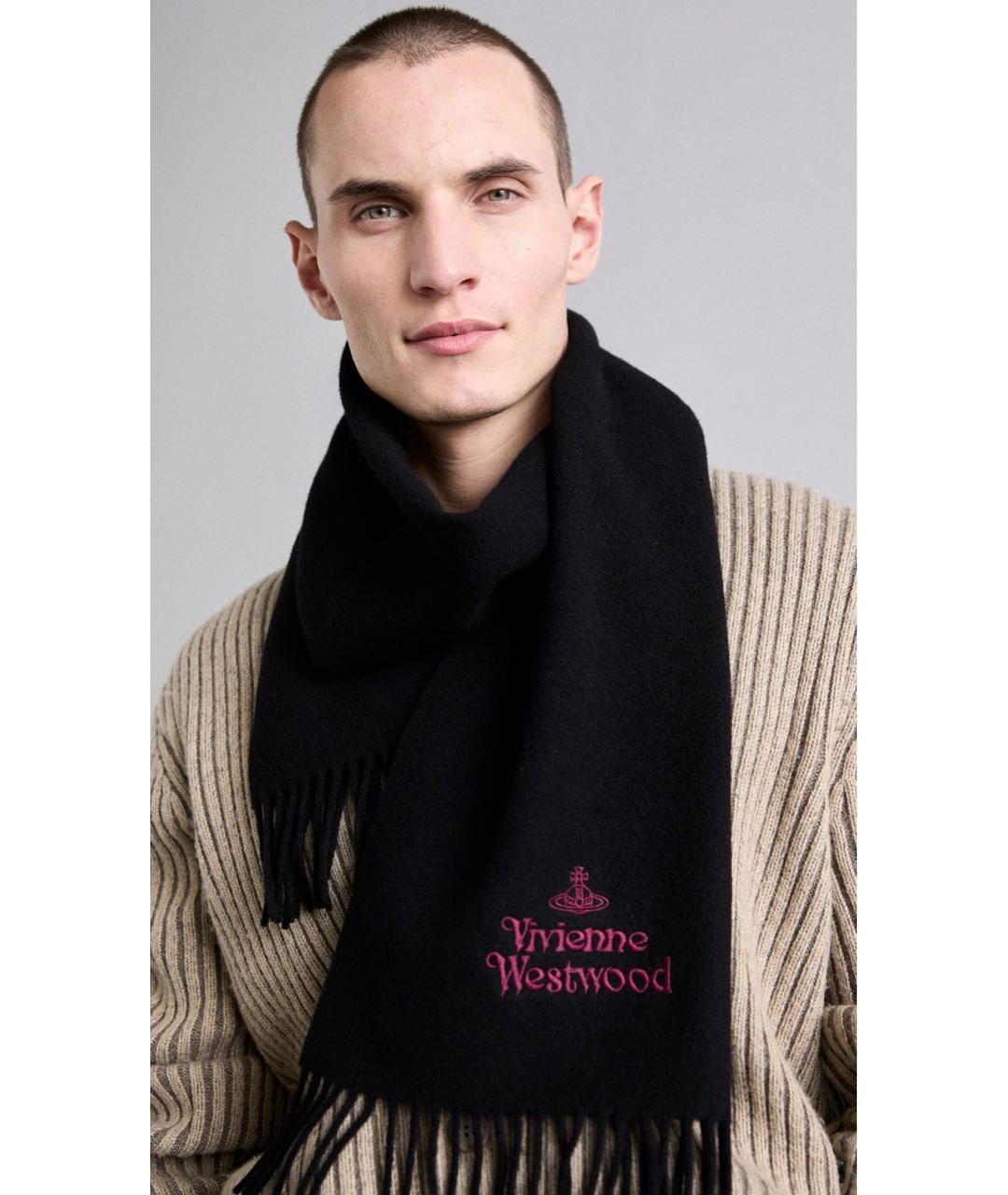 VIVIENNE WESTWOOD Черный шерстяной шарф, фото 3
