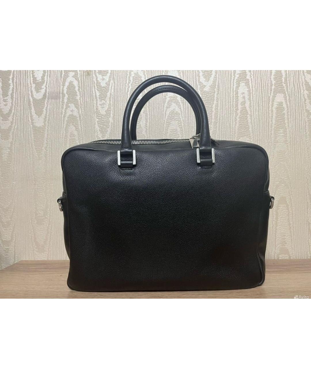SAINT LAURENT Черный кожаный портфель, фото 3