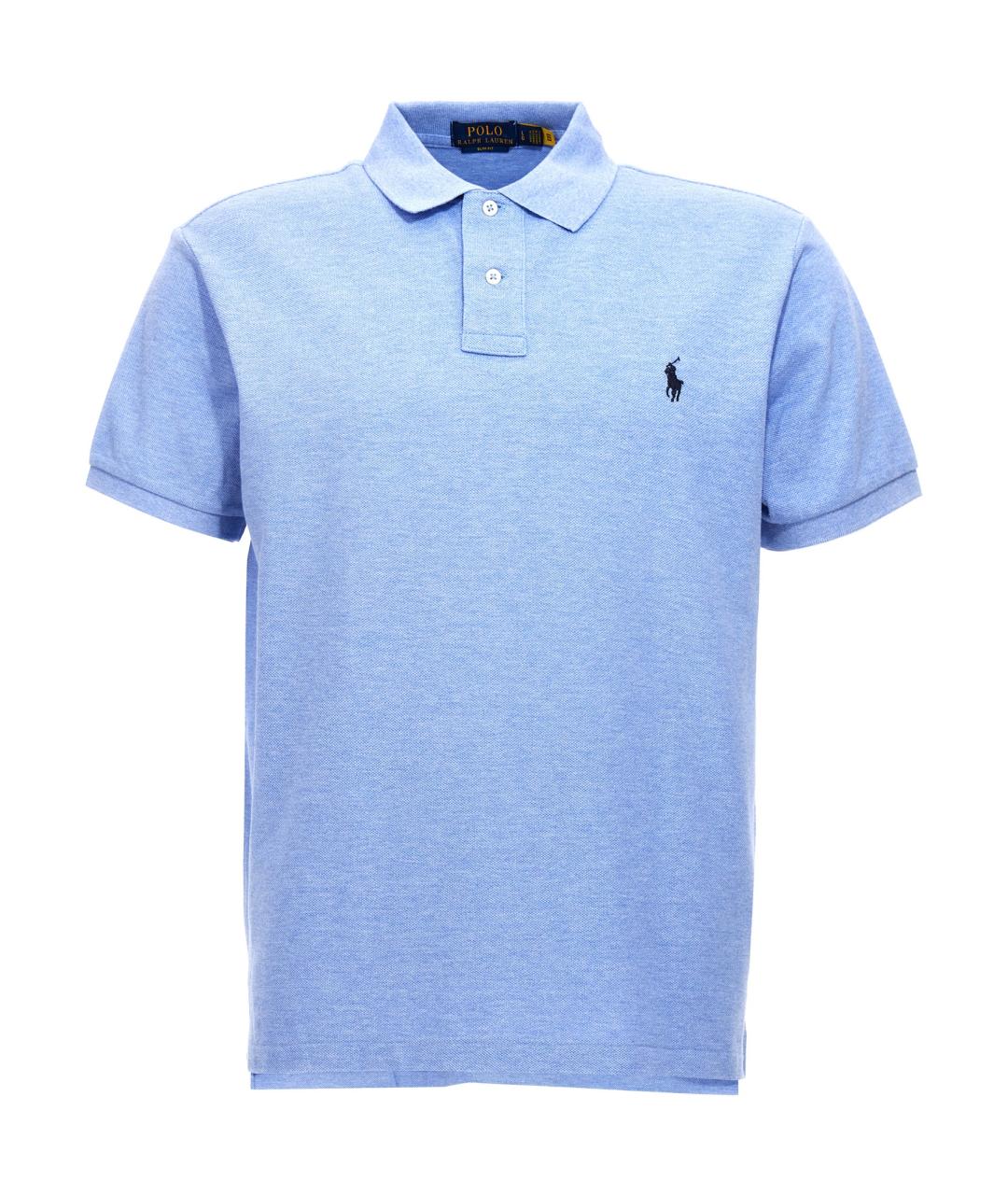POLO RALPH LAUREN Голубое хлопковое поло с коротким рукавом, фото 1