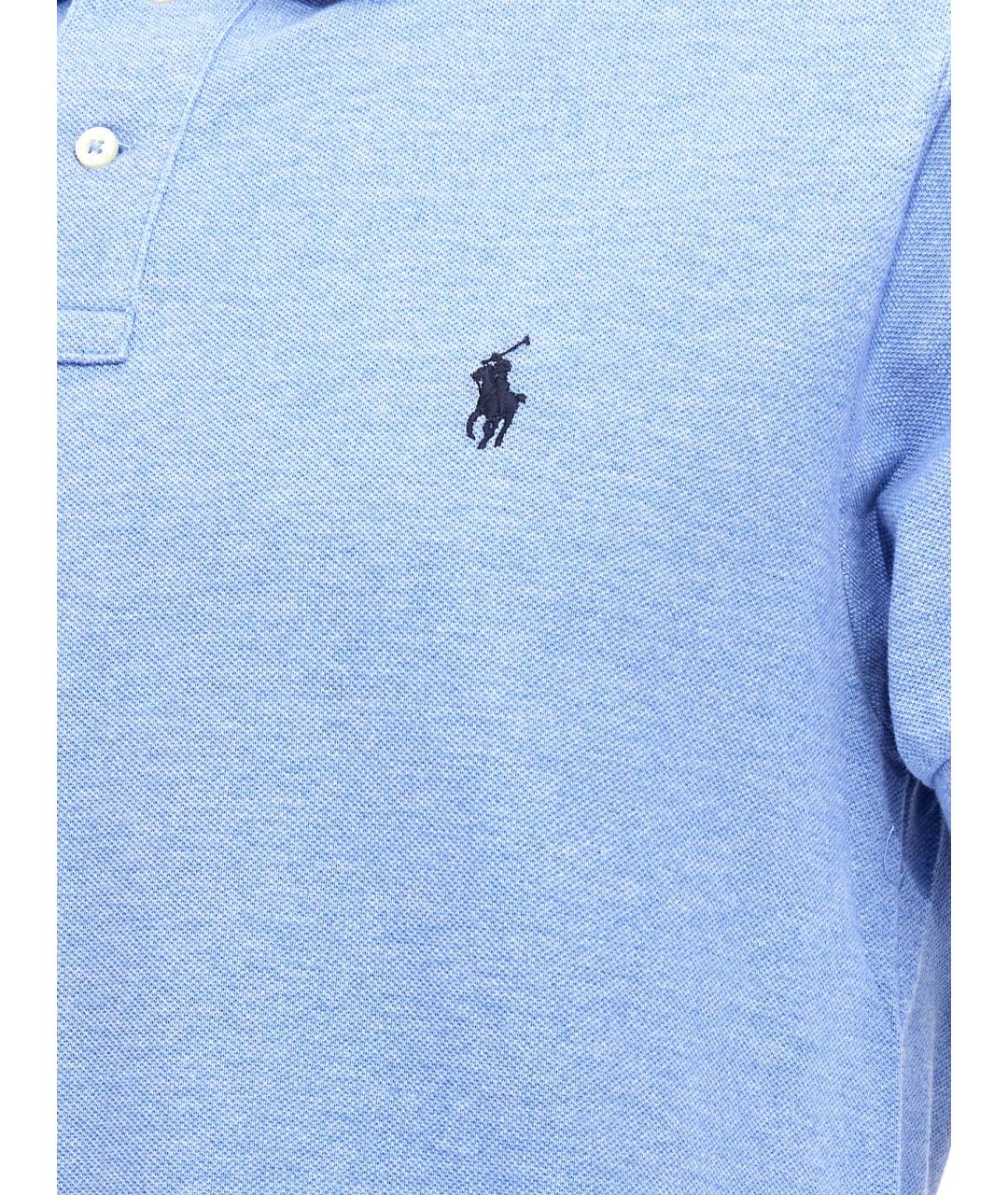 POLO RALPH LAUREN Голубое хлопковое поло с коротким рукавом, фото 4