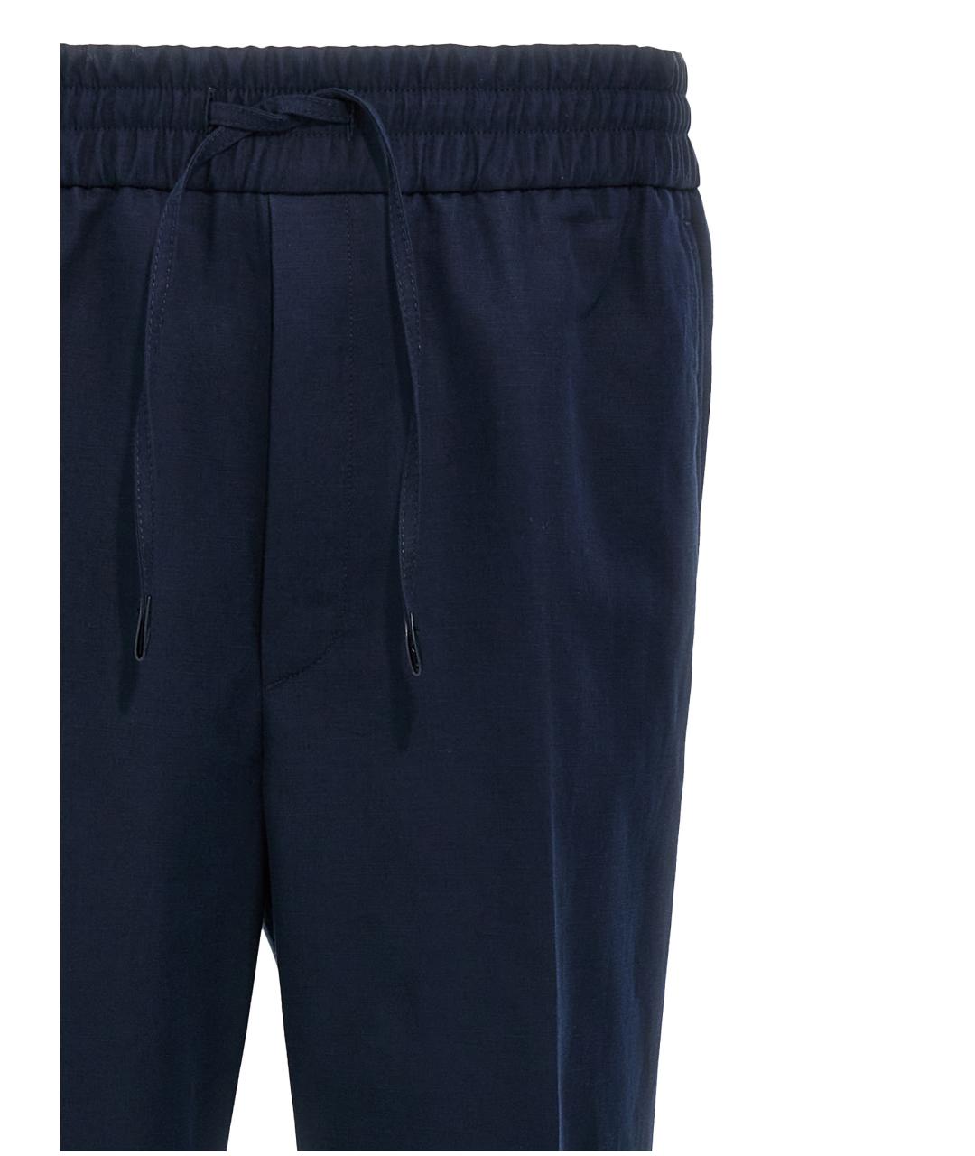 BRIONI Темно-синие льняные повседневные брюки, фото 3