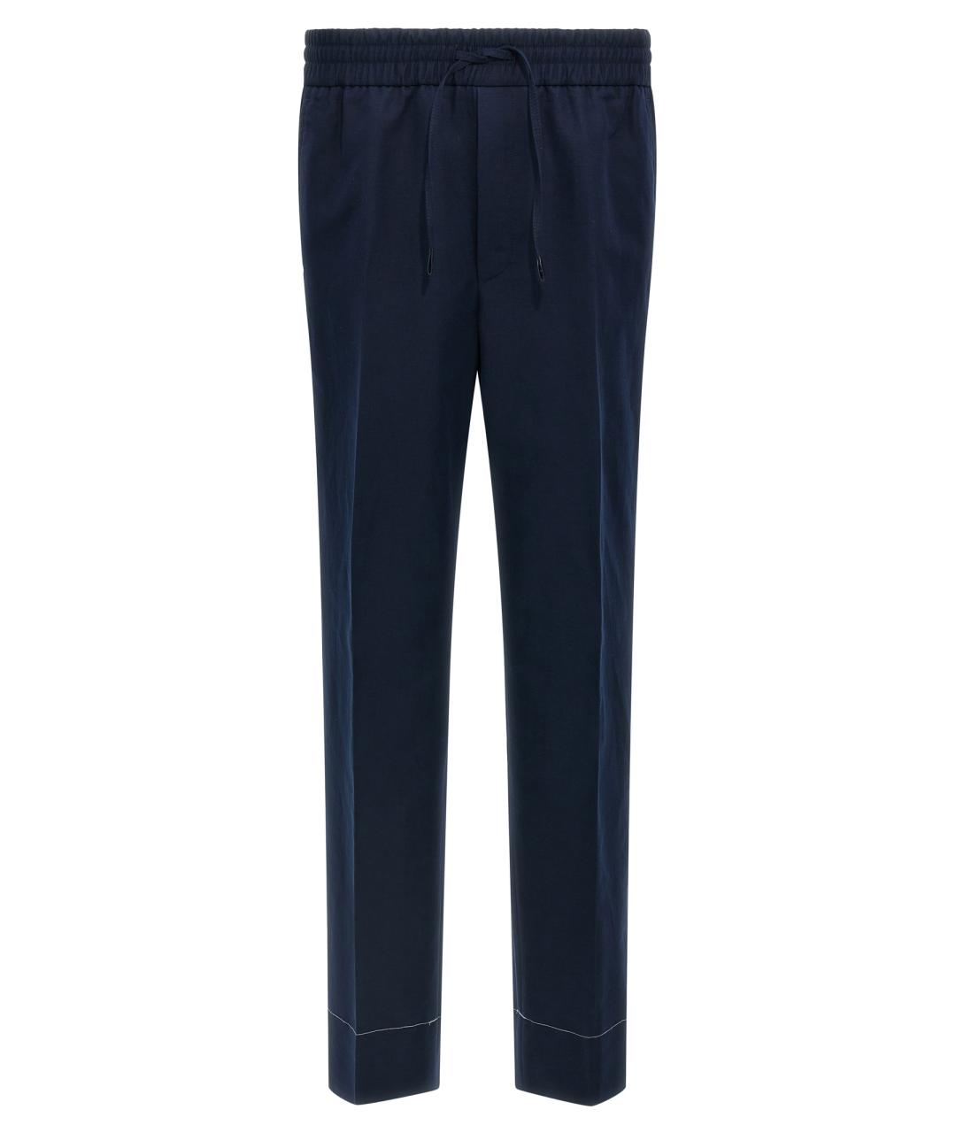 BRIONI Темно-синие льняные повседневные брюки, фото 1