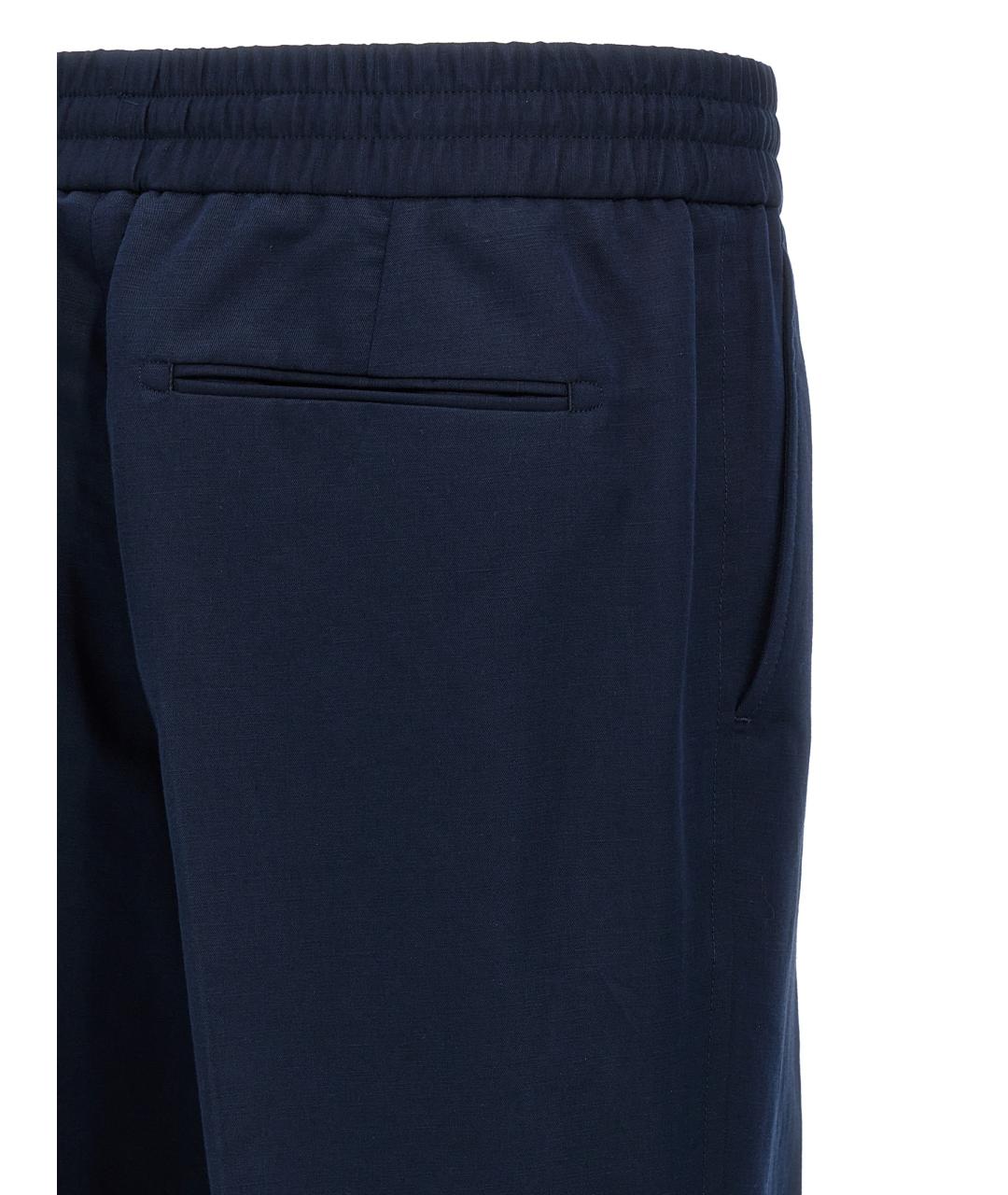 BRIONI Темно-синие льняные повседневные брюки, фото 4