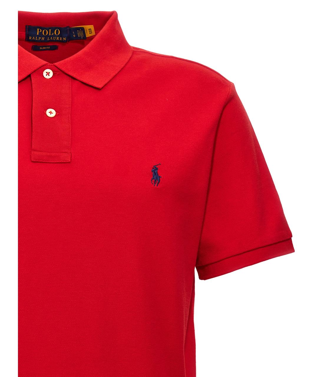 POLO RALPH LAUREN Красное хлопковое поло с коротким рукавом, фото 3
