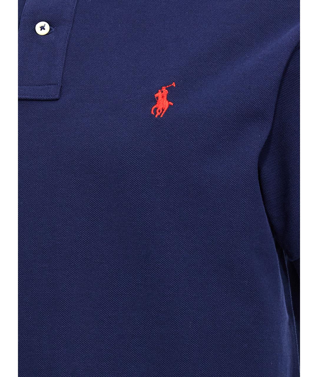 POLO RALPH LAUREN Синее хлопковое поло с коротким рукавом, фото 4