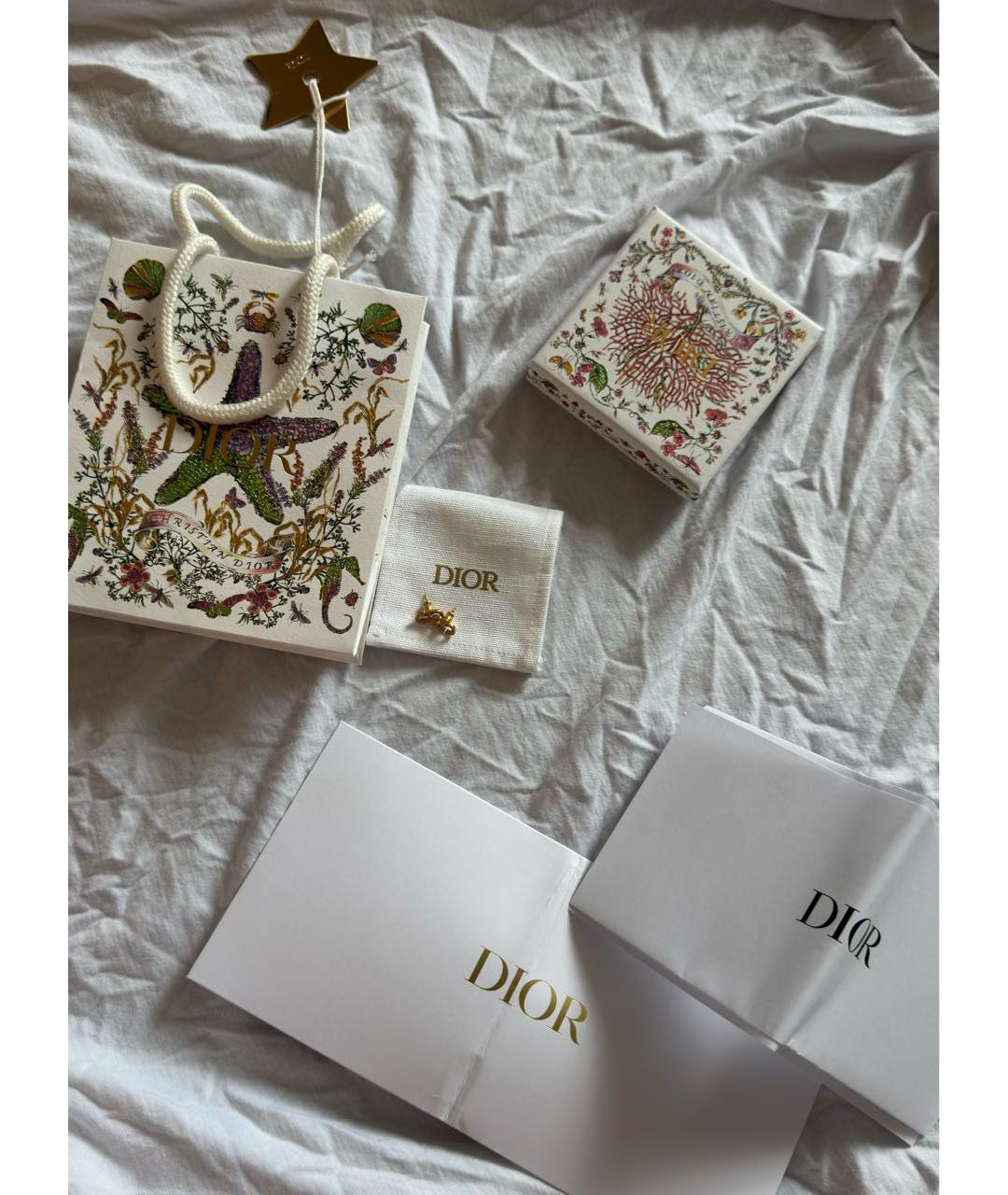 CHRISTIAN DIOR Золотые металлические серьги, фото 6