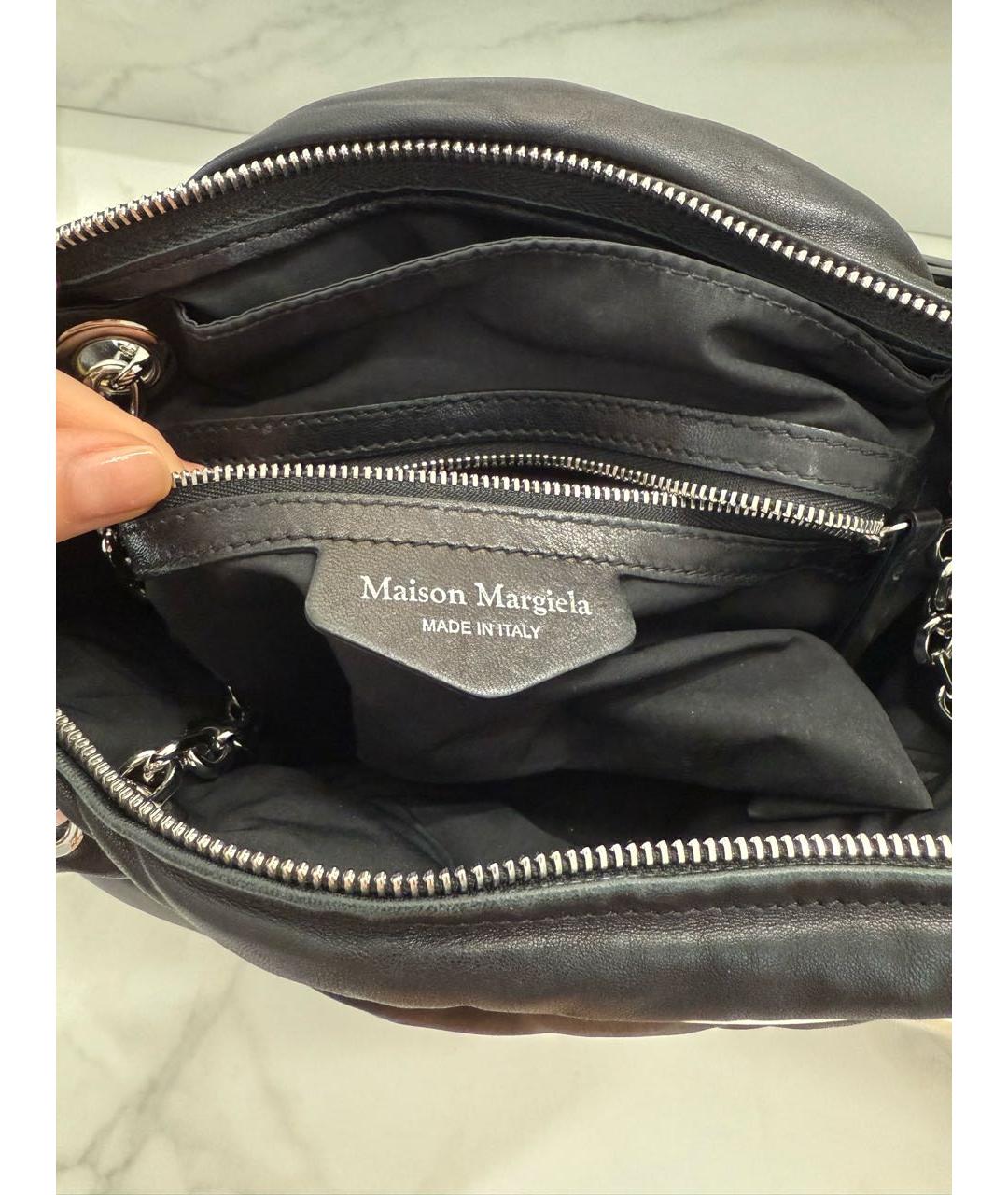 MAISON MARGIELA Черная кожаная сумка через плечо, фото 2