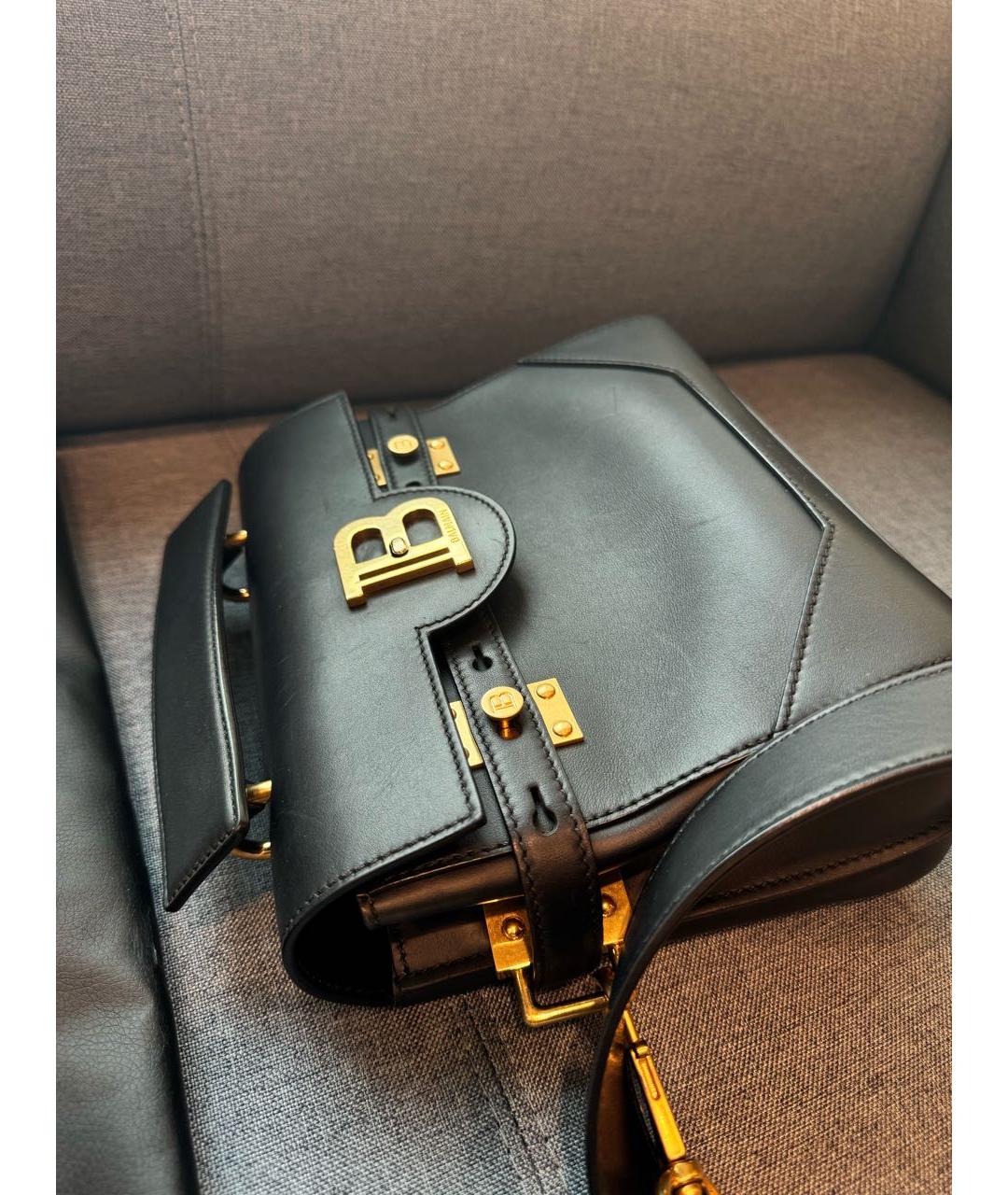 BALMAIN Черная кожаная сумка с короткими ручками, фото 8