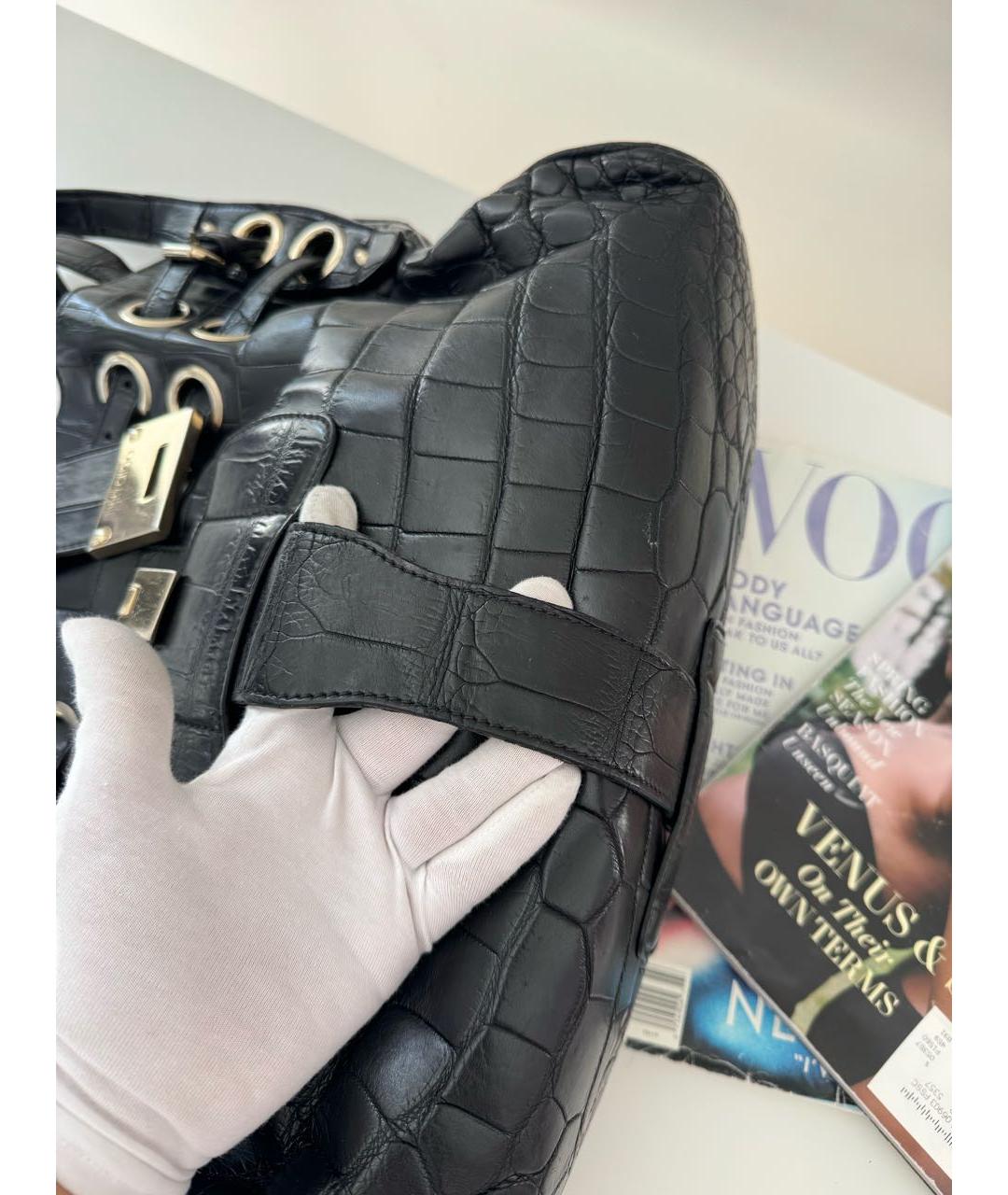 JIMMY CHOO Черная сумка с короткими ручками из экзотической кожи, фото 4