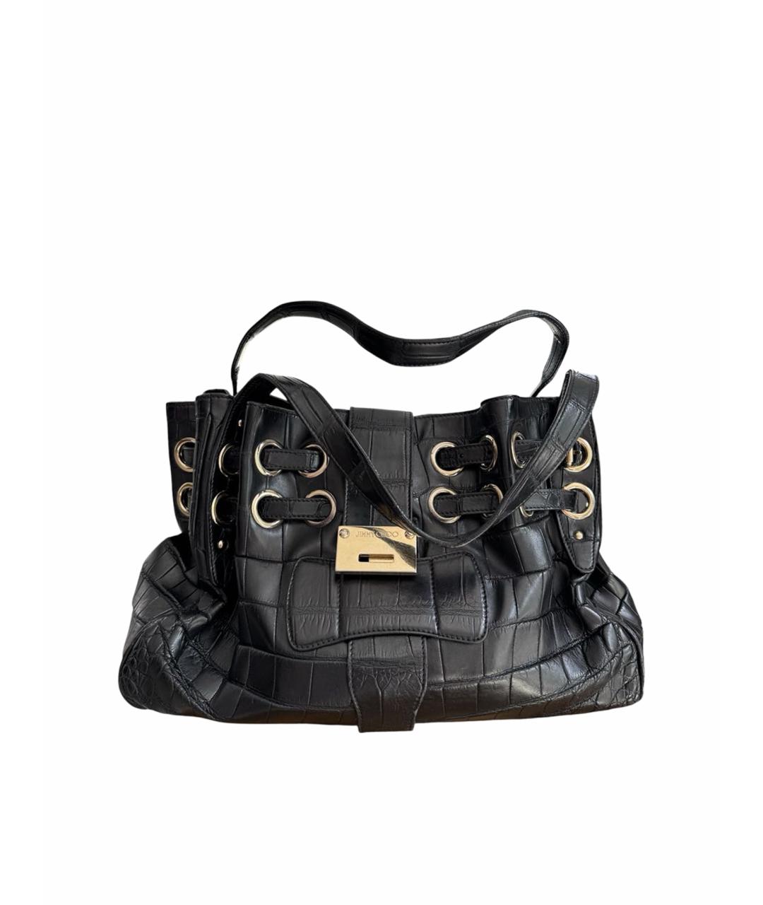 JIMMY CHOO Черная сумка с короткими ручками из экзотической кожи, фото 1