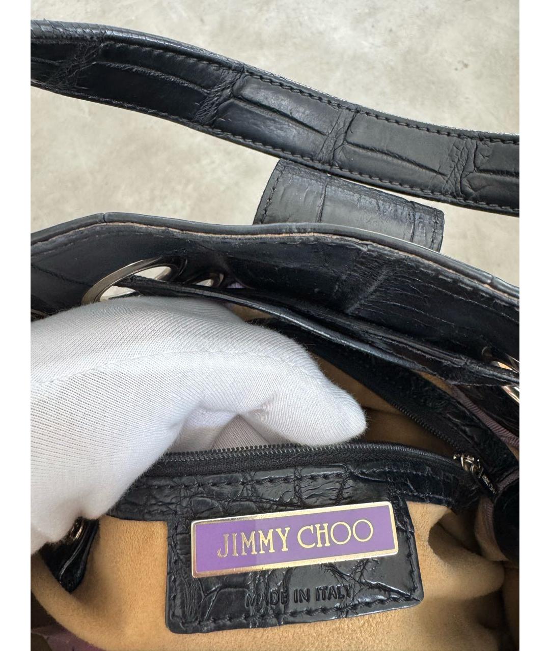 JIMMY CHOO Черная сумка с короткими ручками из экзотической кожи, фото 7