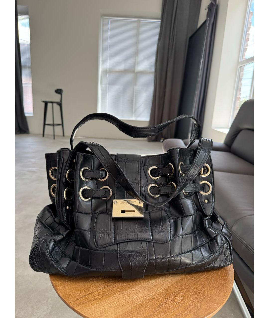 JIMMY CHOO Черная сумка с короткими ручками из экзотической кожи, фото 2