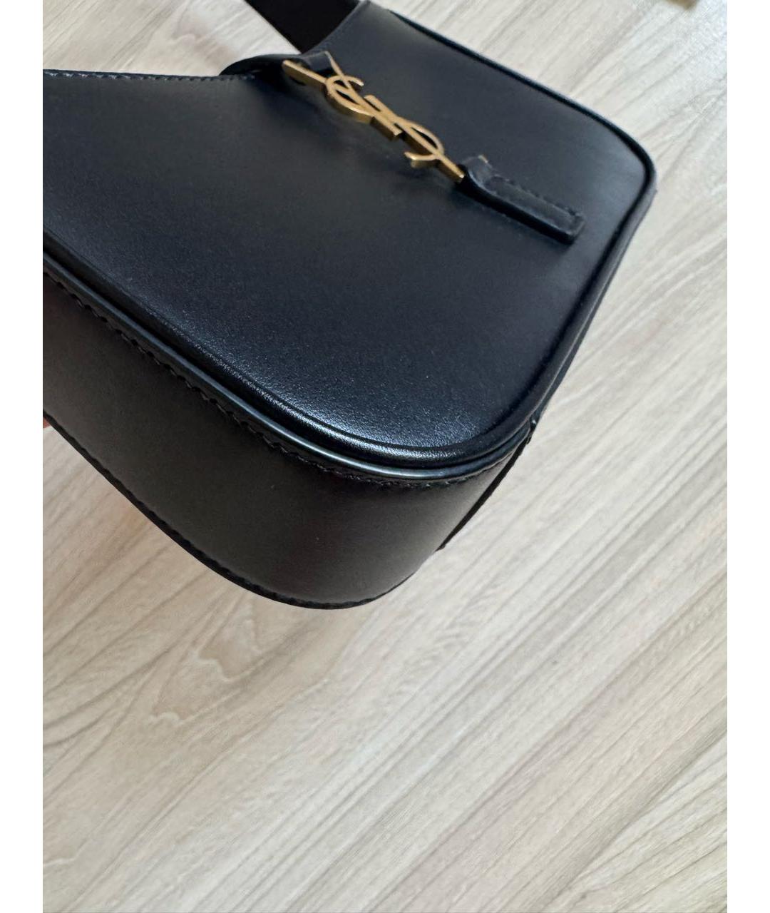 SAINT LAURENT Черная кожаная сумка с короткими ручками, фото 4