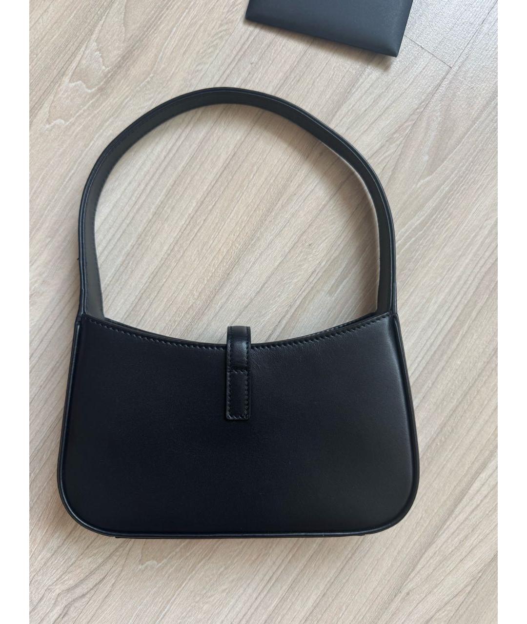 SAINT LAURENT Черная кожаная сумка с короткими ручками, фото 2