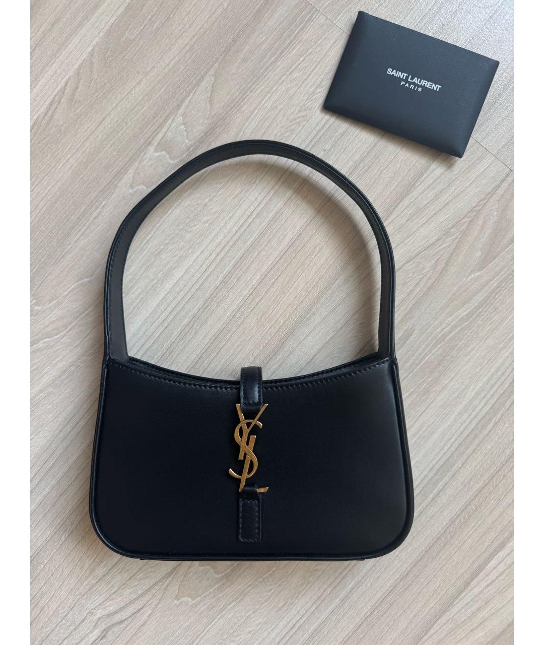 SAINT LAURENT Черная кожаная сумка с короткими ручками, фото 8