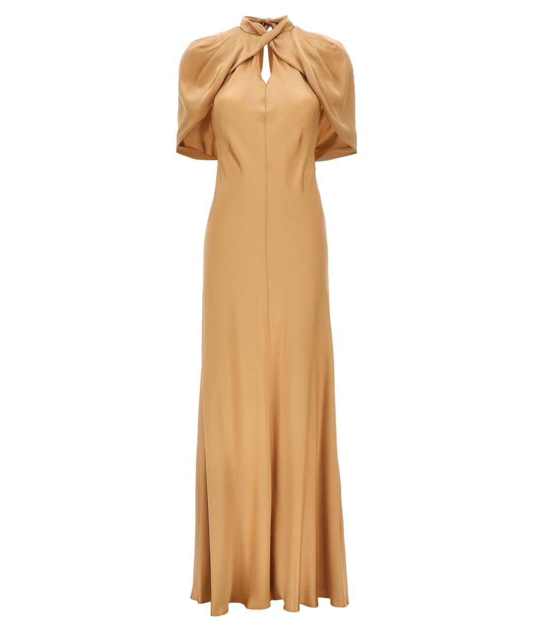 ALBERTA FERRETTI Бежевое ацетатное вечернее платье, фото 1