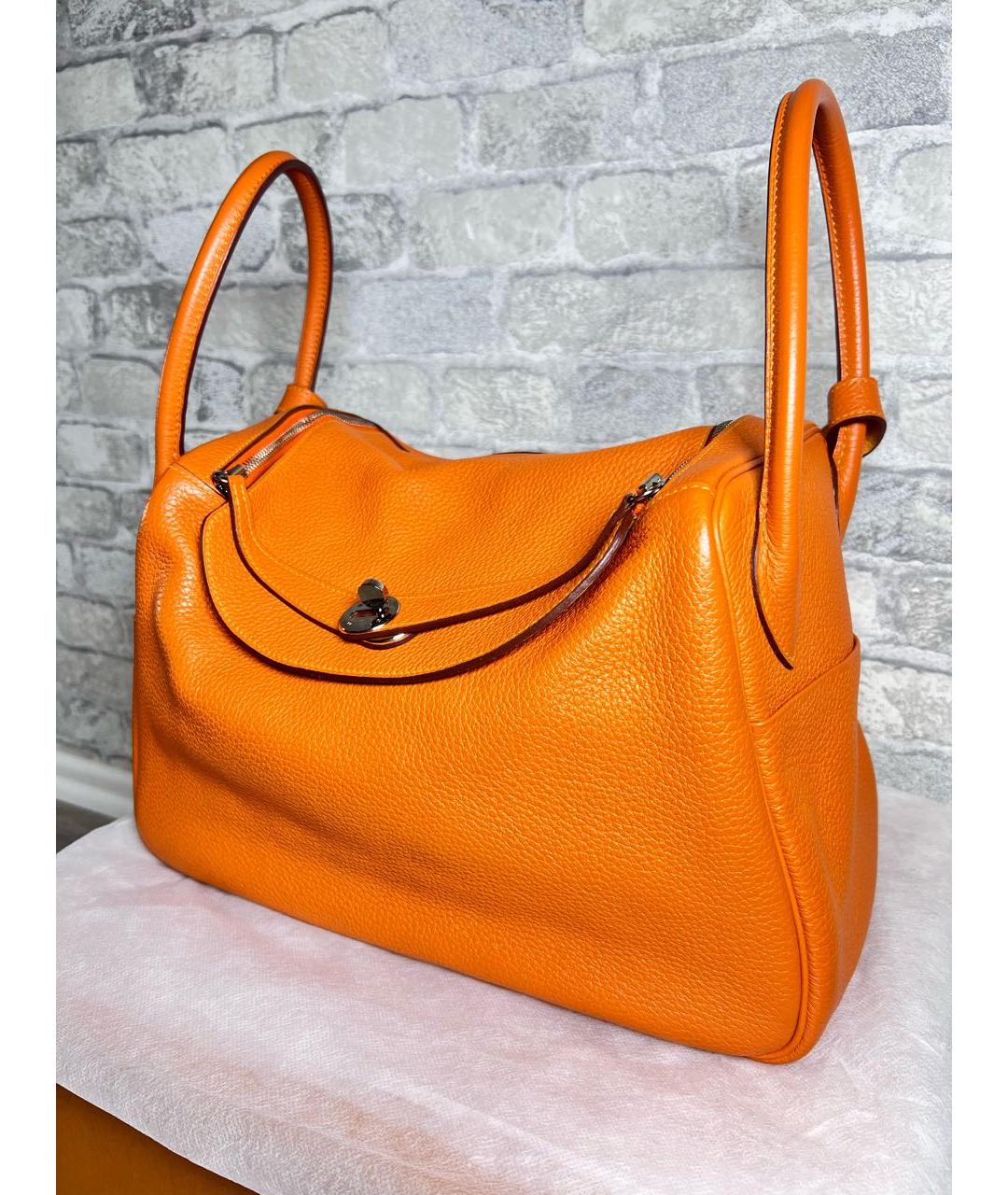 HERMES Оранжевая кожаная сумка через плечо, фото 2