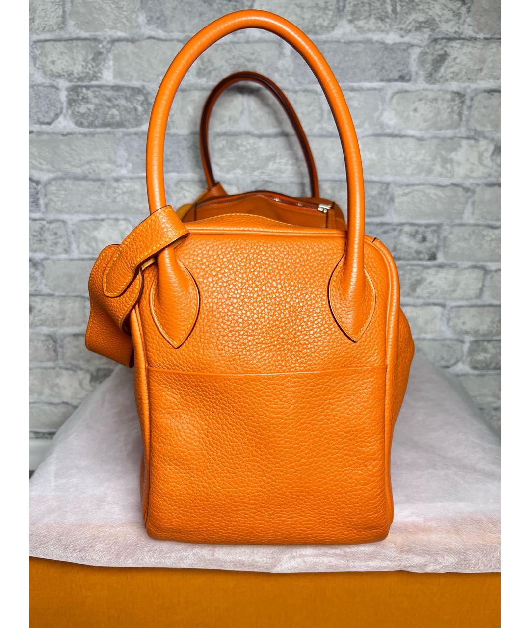 HERMES Оранжевая кожаная сумка через плечо, фото 5