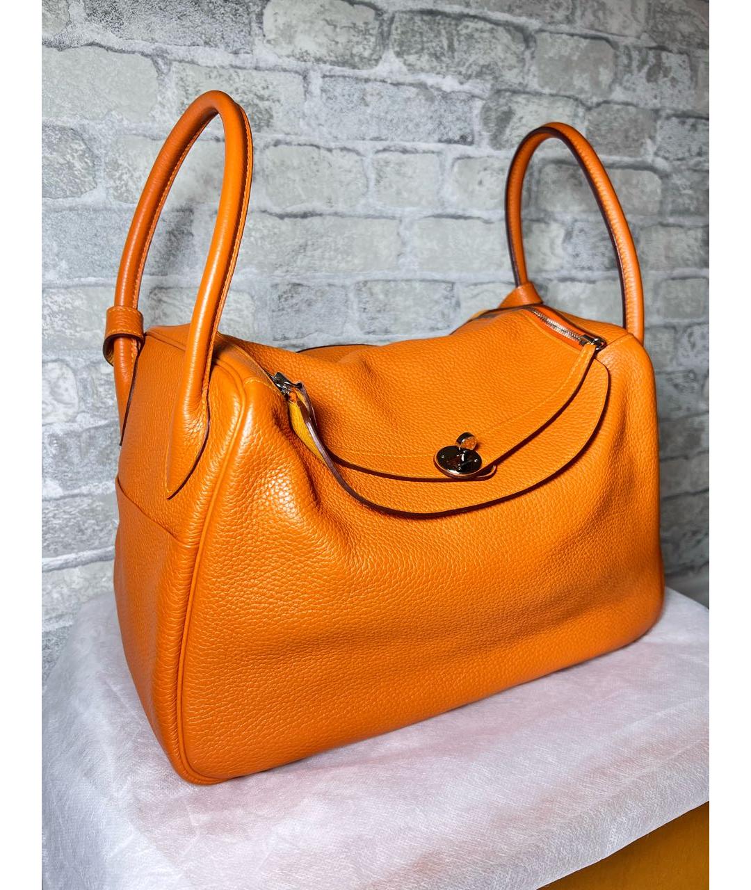 HERMES Оранжевая кожаная сумка через плечо, фото 3