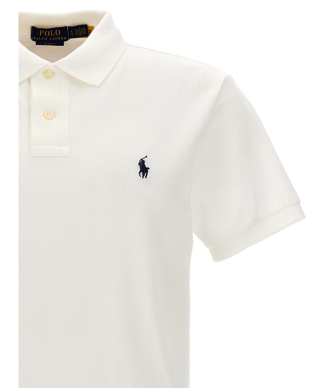 POLO RALPH LAUREN Белое хлопковое поло с коротким рукавом, фото 3