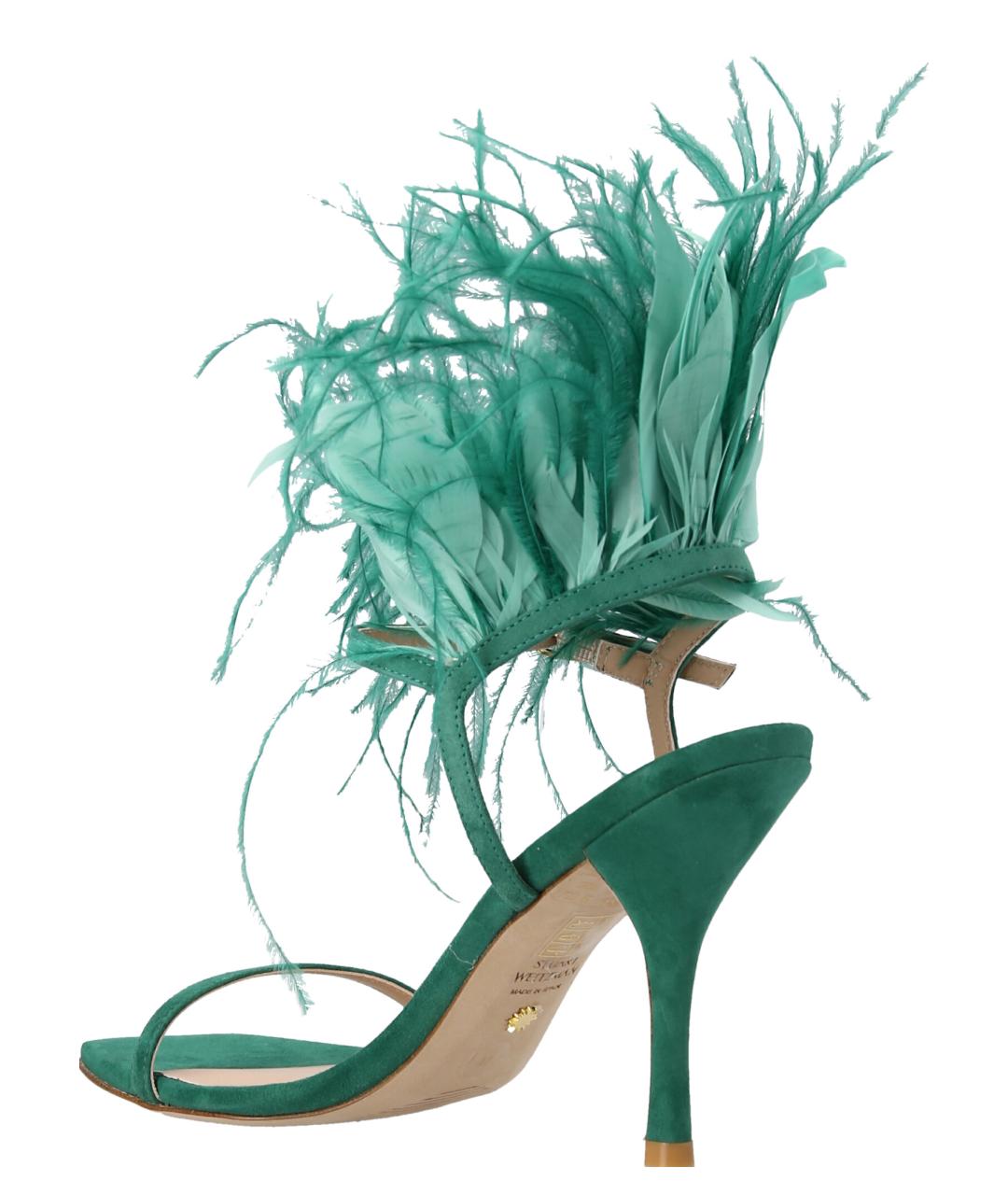 STUART WEITZMAN Зеленые замшевые босоножки, фото 2
