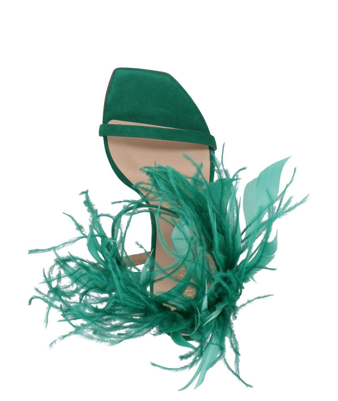 STUART WEITZMAN Зеленые замшевые босоножки, фото 3