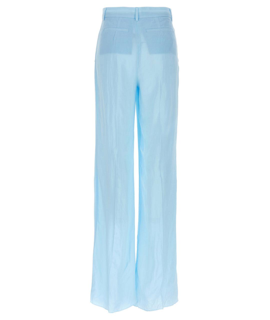SPORTMAX Голубые вискозные прямые брюки, фото 2