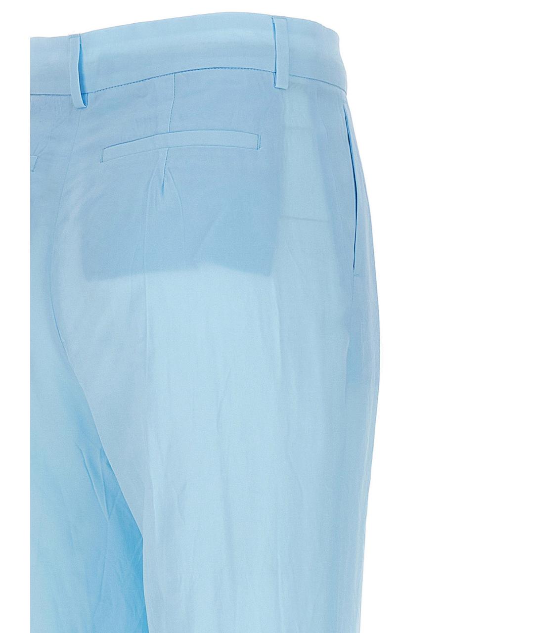 SPORTMAX Голубые вискозные прямые брюки, фото 4